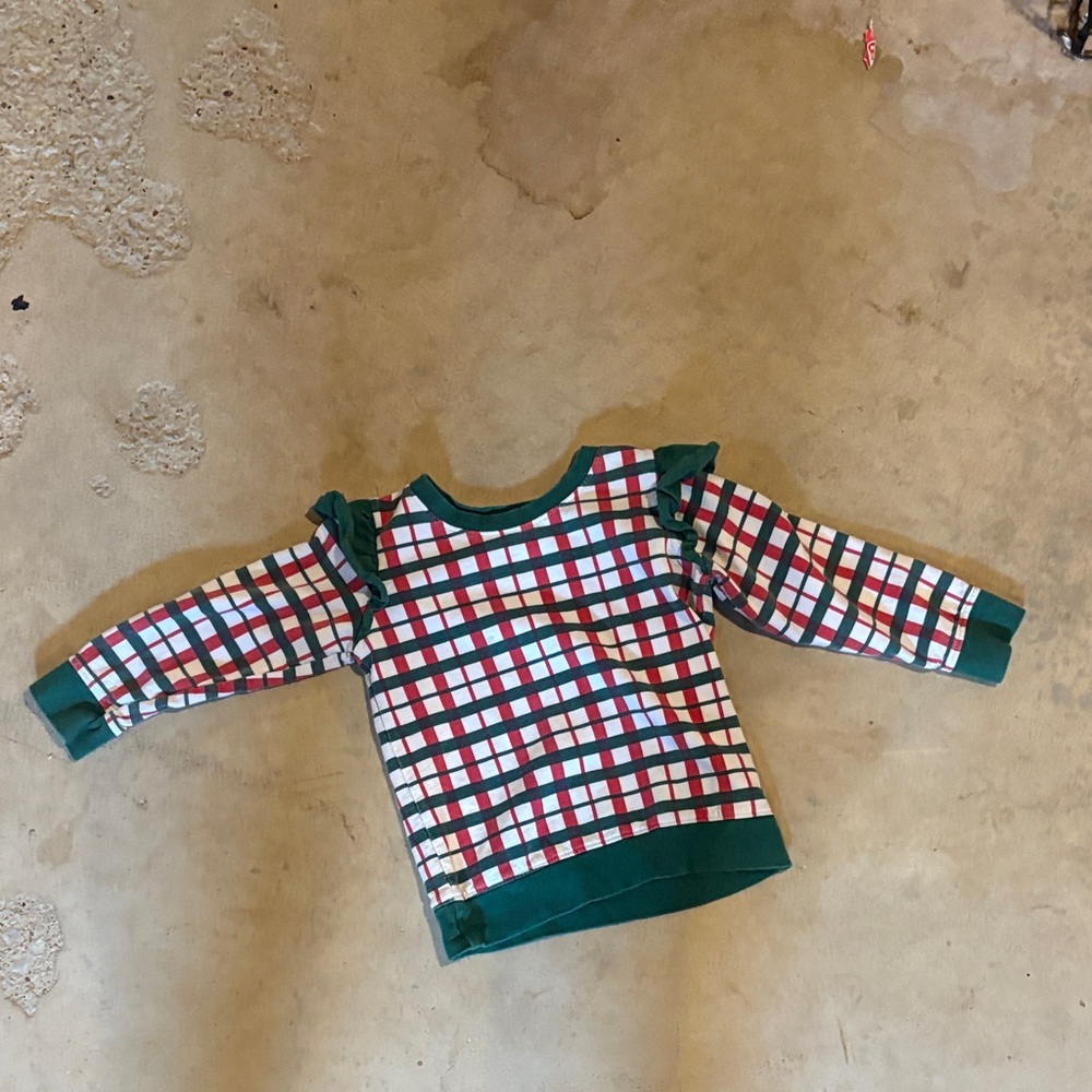 Kids Plaid Sweatshirt with Ruffle Sleeves